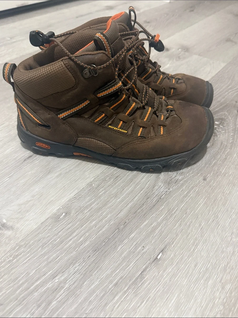 Keen Brown Outdoor Hiking Boots with Orange Accents